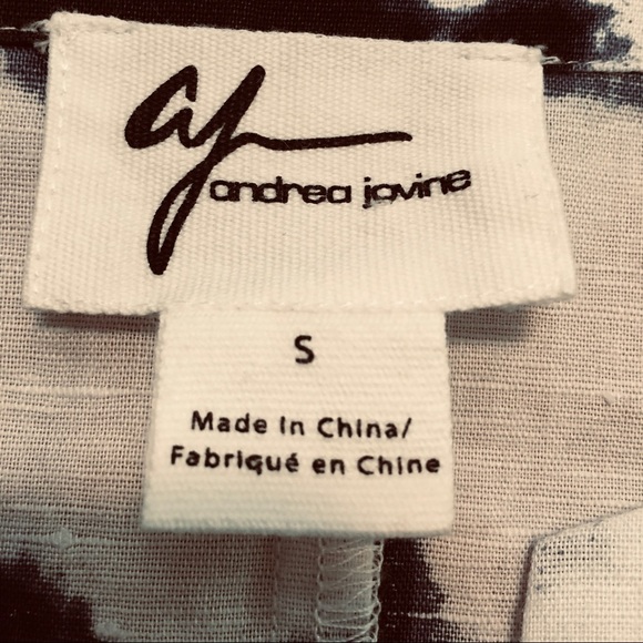 Andrea Jovine Linen Blend NWT Tye-Dye Top Navy/White - Picture 3 of 7